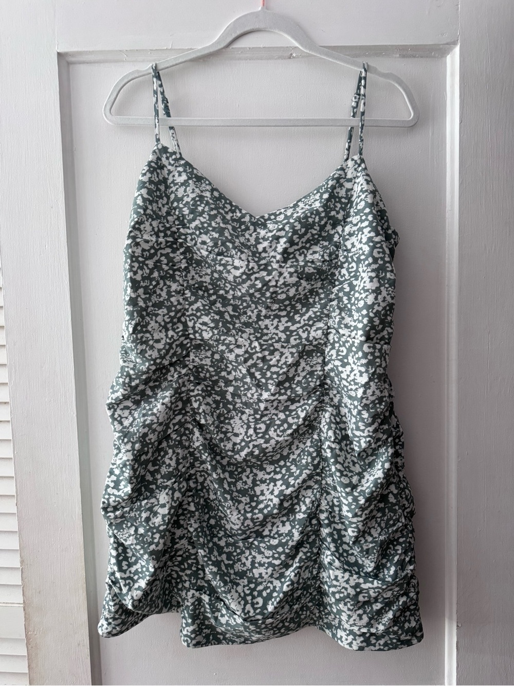 Abercrombie & Fitch Green and White Printed Cowl Mini Dress